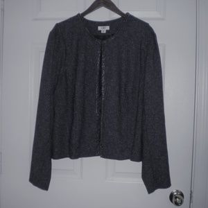 Gray Tweed Open Blazer Jacket